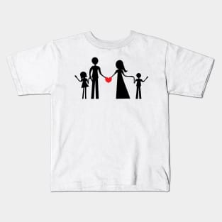 Family of four persons, boy and girl, silhouette - Creative illustration Kids T-Shirt